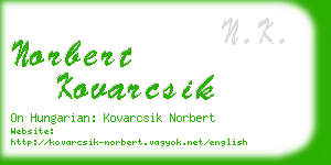 norbert kovarcsik business card